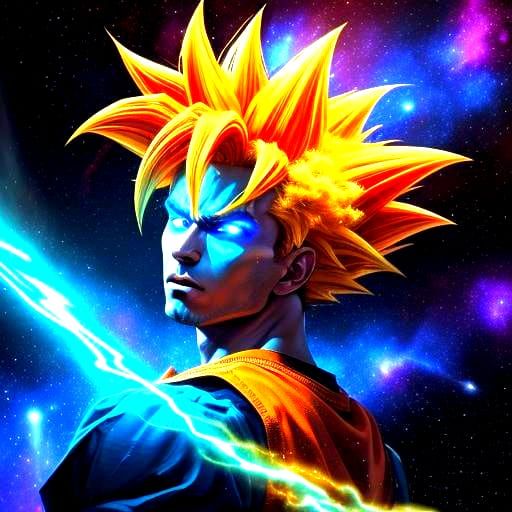 Goku Super Saiyan in Cosmic Holographic Style