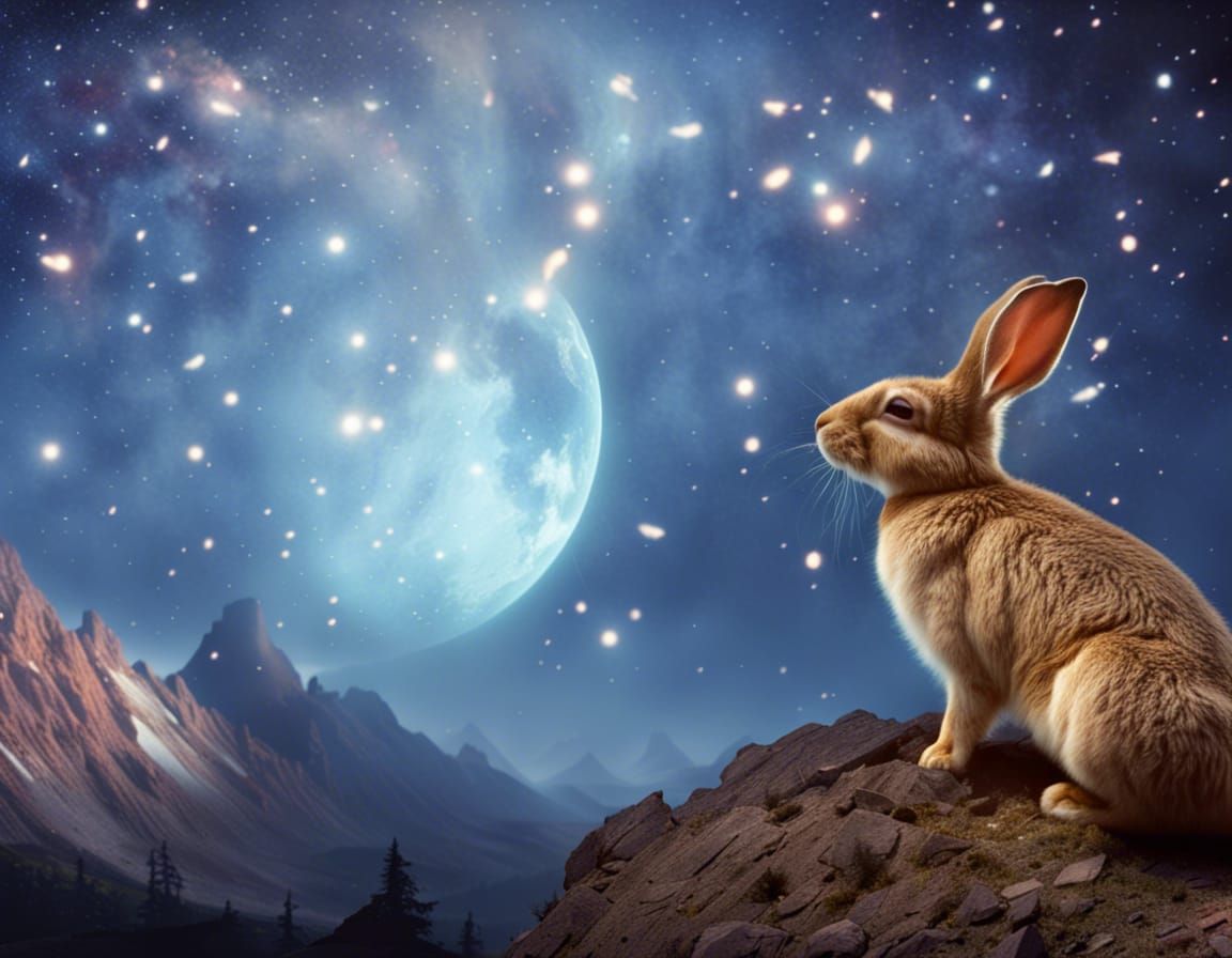 Rabbit Among Stars: Epic Digital Matte Painting