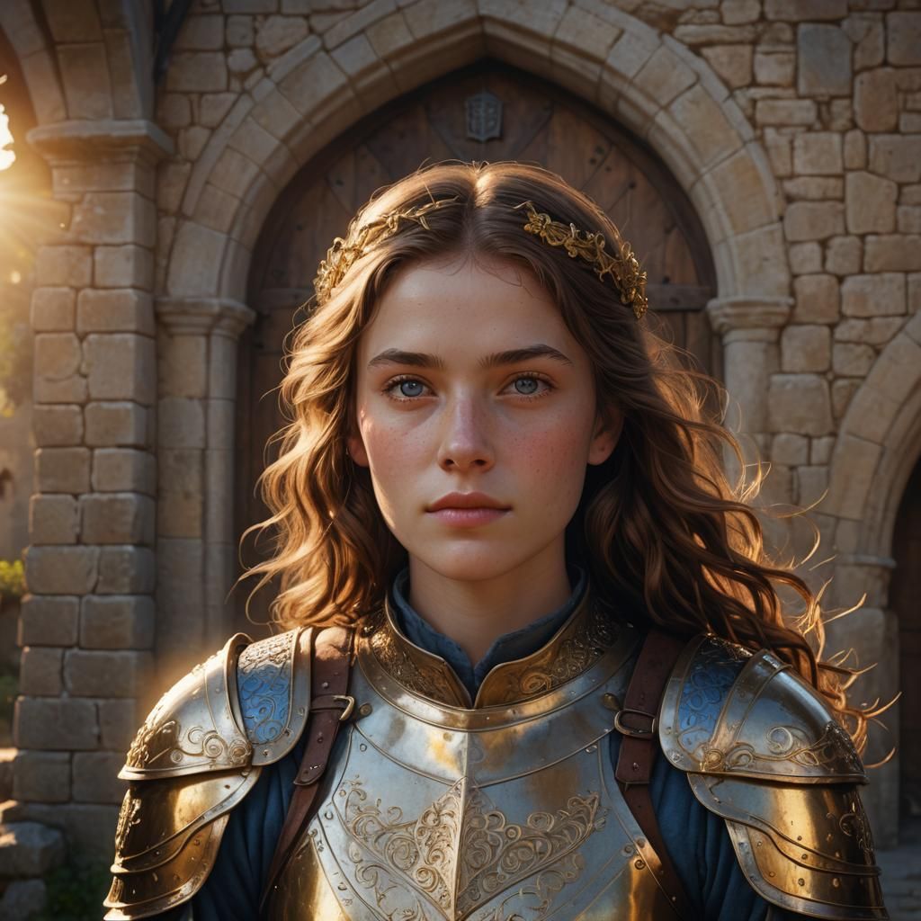 Medieval Soldier's Daughter Portrait, Digital Art