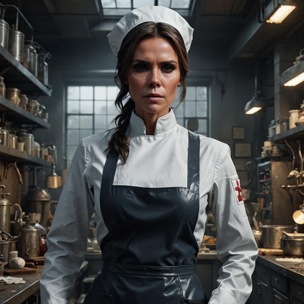 Victoria Beckham as Stern Nurse: Detailed Matte Painting