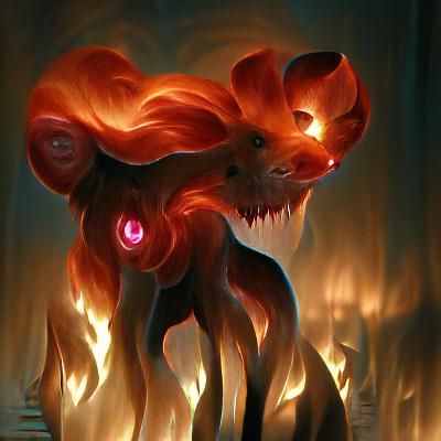 Sinister Vulpix Pokemon with Flamethrower