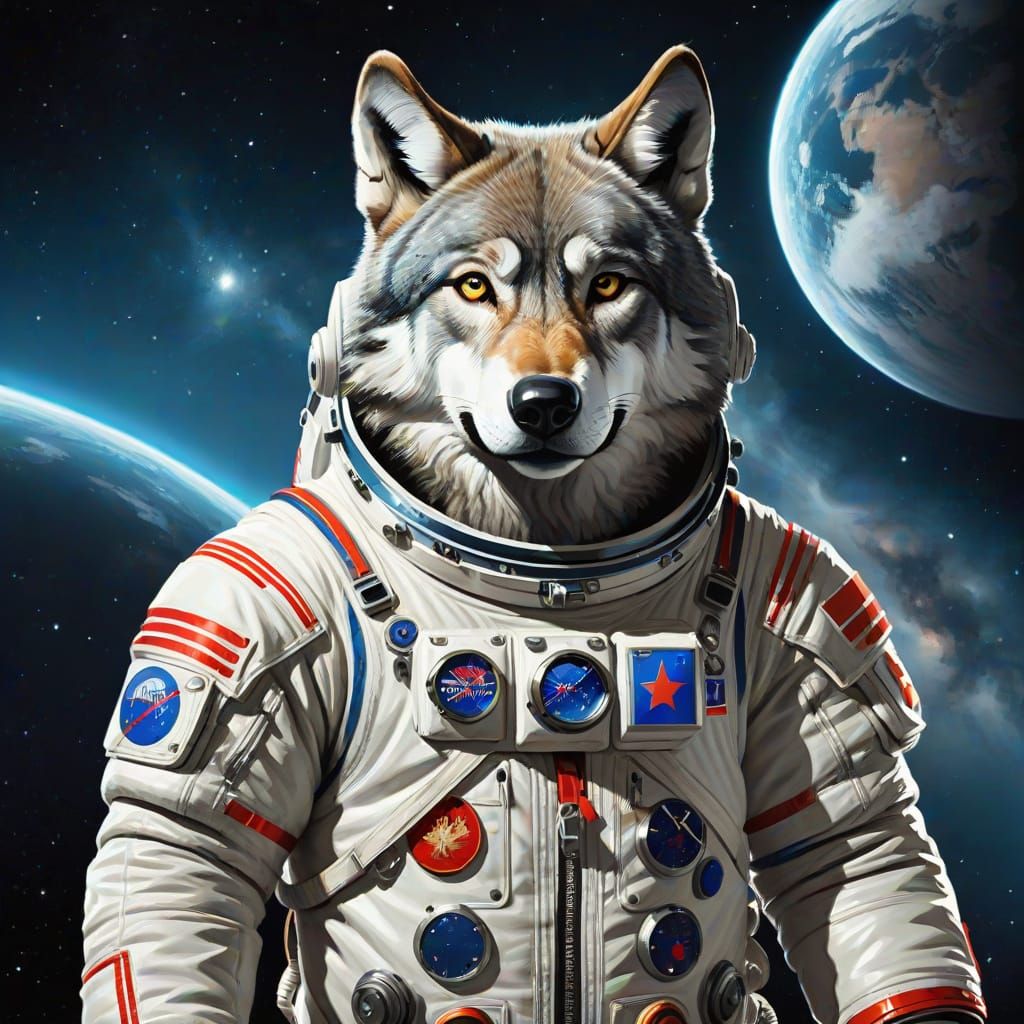 Cosmonautics Day Icon in Russian Space Suit