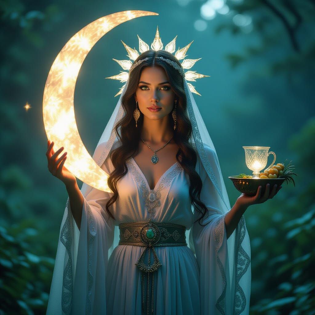 Celestial Wiccan Goddess of Nature and Moon Cycles