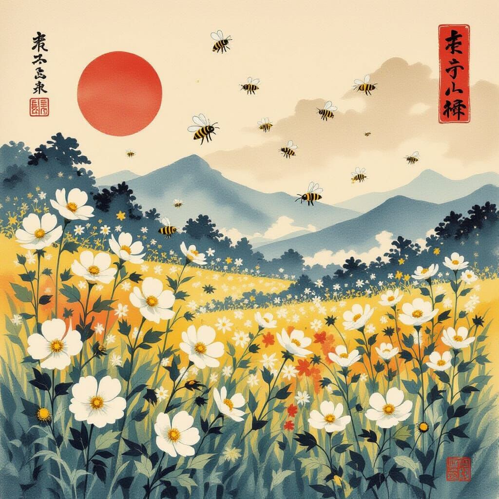 Japanese Aesthetic: Shepherd's-Purse in Ukiyo-e Style