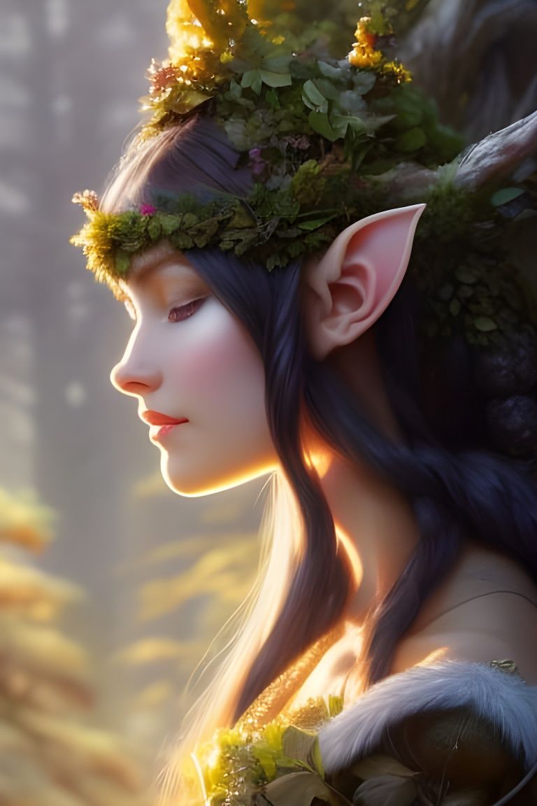 Beautiful Forest Elf Portrait in Detailed Matte Painting