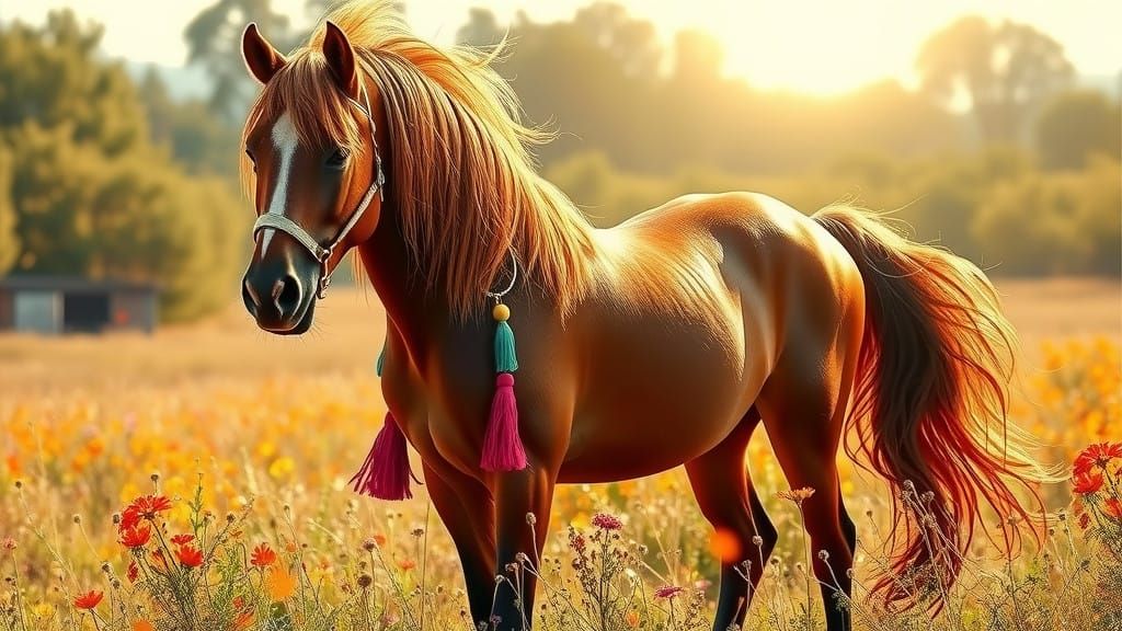 Gypsy Horse in a Sun-Drenched Meadow