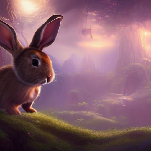 Fantastical Bunny Burrow: Detailed Matte Painting