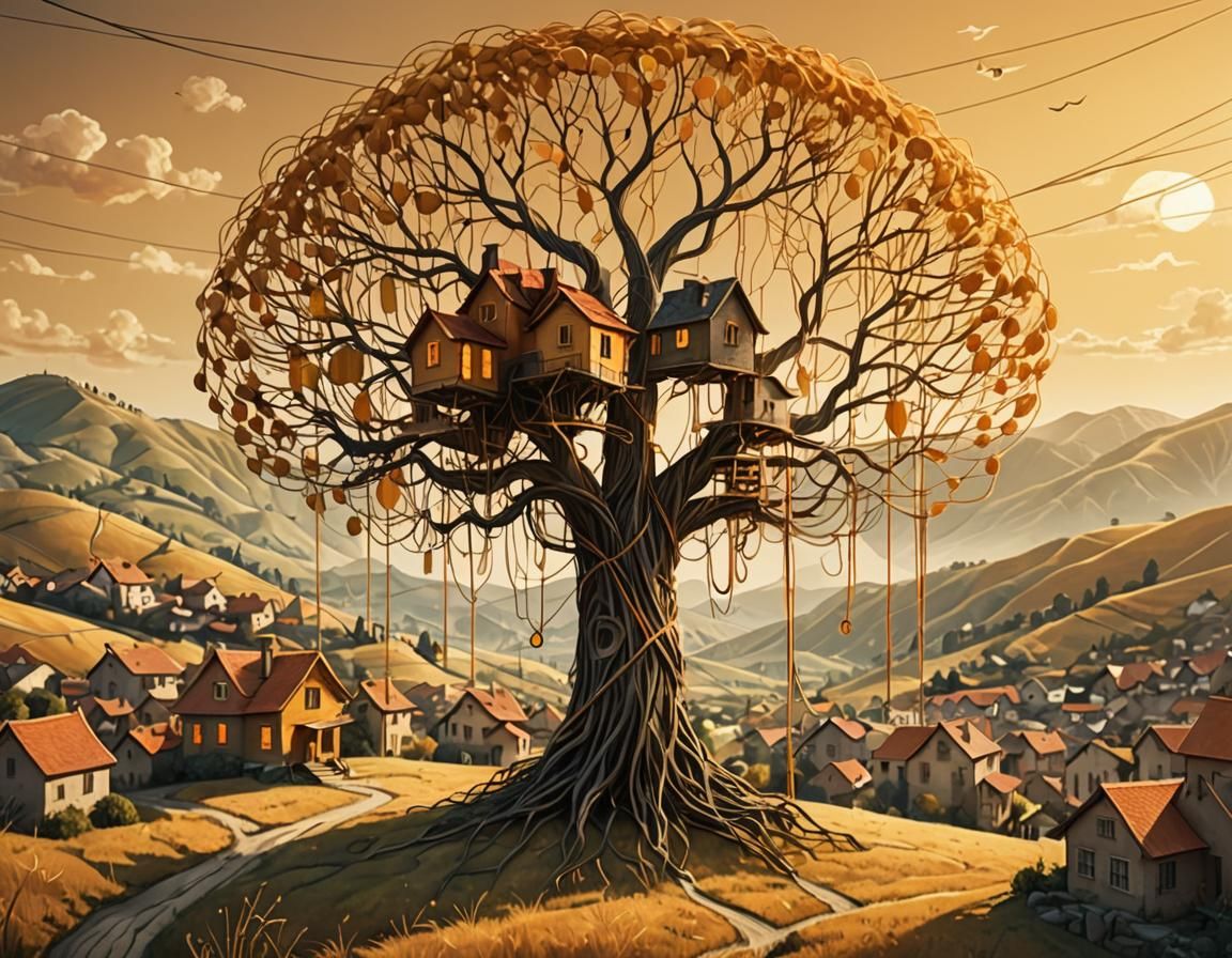 String Landscape: Whimsical Concept Art in Digital Matte Pai...
