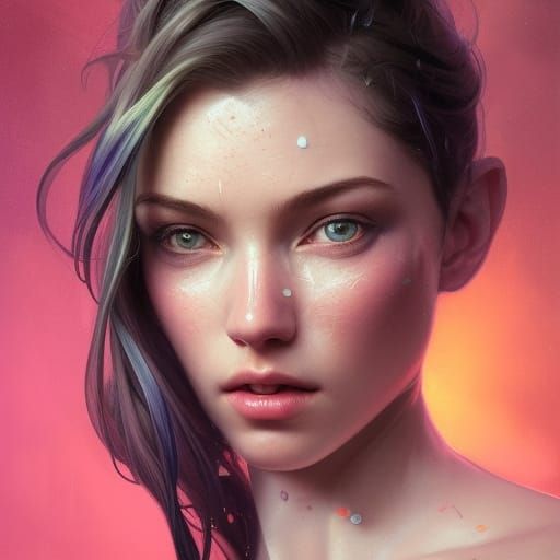 Detailed Portrait of Pandora in Art Nouveau Style