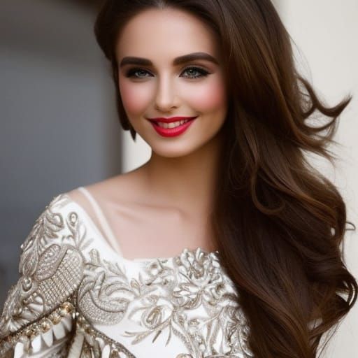 Beautiful German Woman in Embroidered Dress