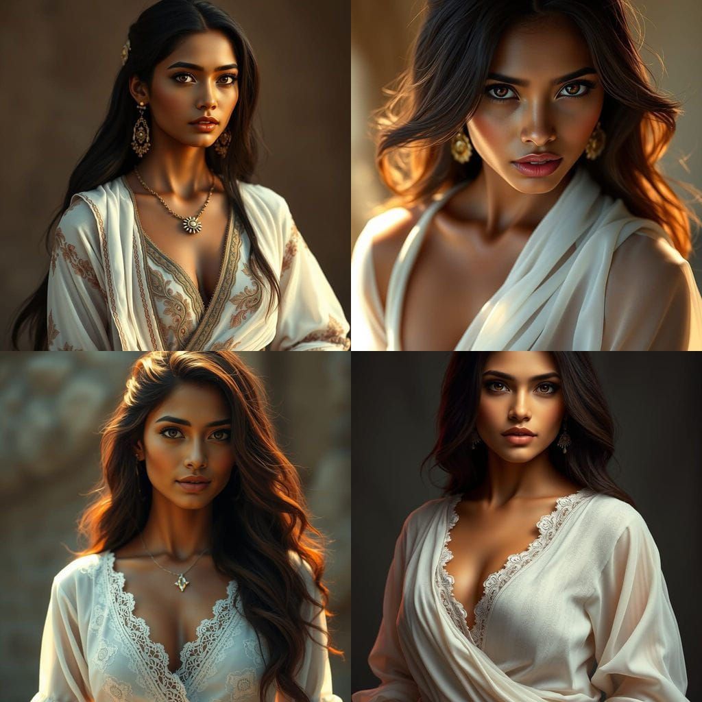 Dreamy Indian Goddess in Ethereal Attire, Fantasy Art