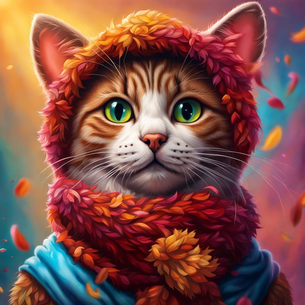 Hyperrealistic Cat in Teddy Bear Costume