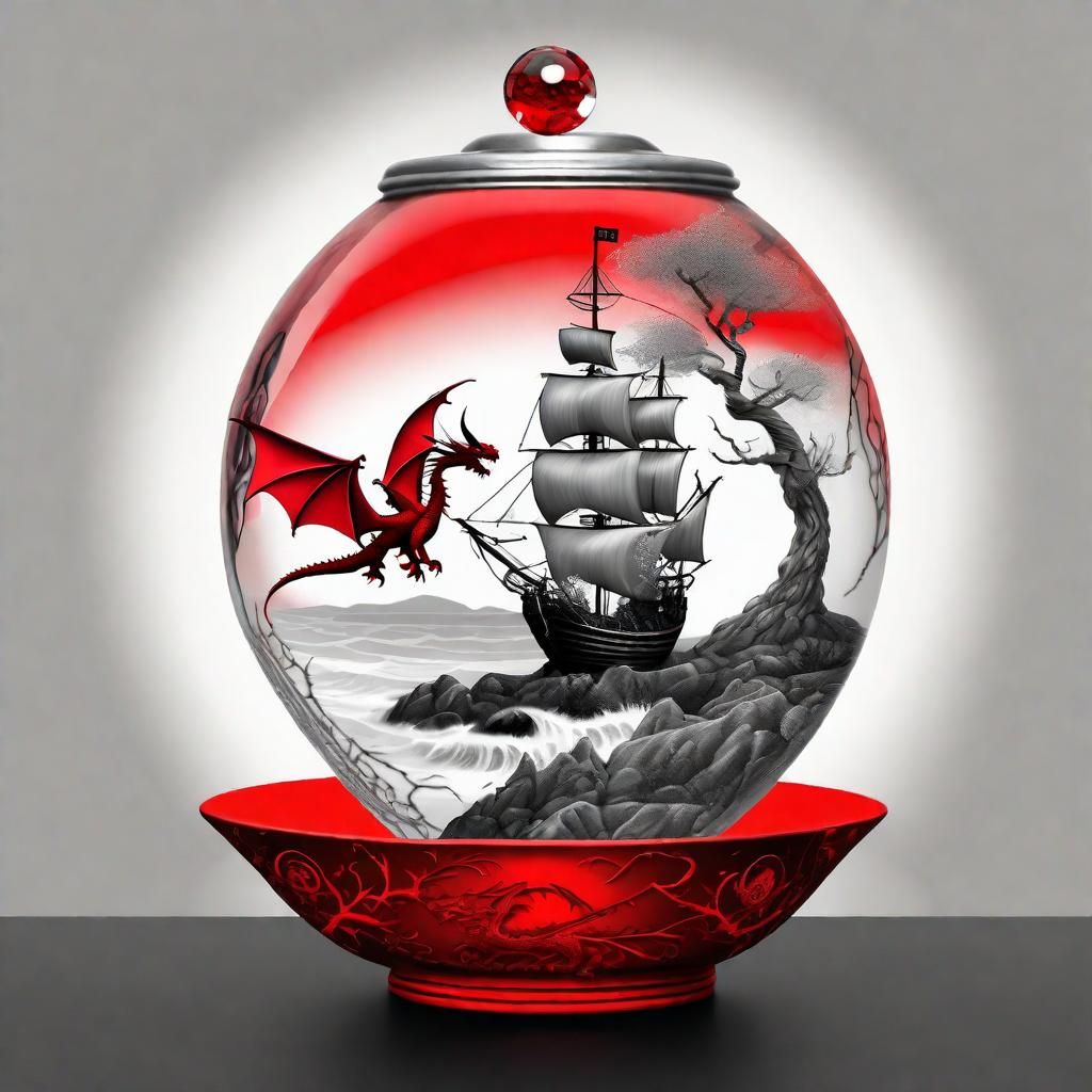 Dragonbird in Crystal Teacup: Color Splash Art