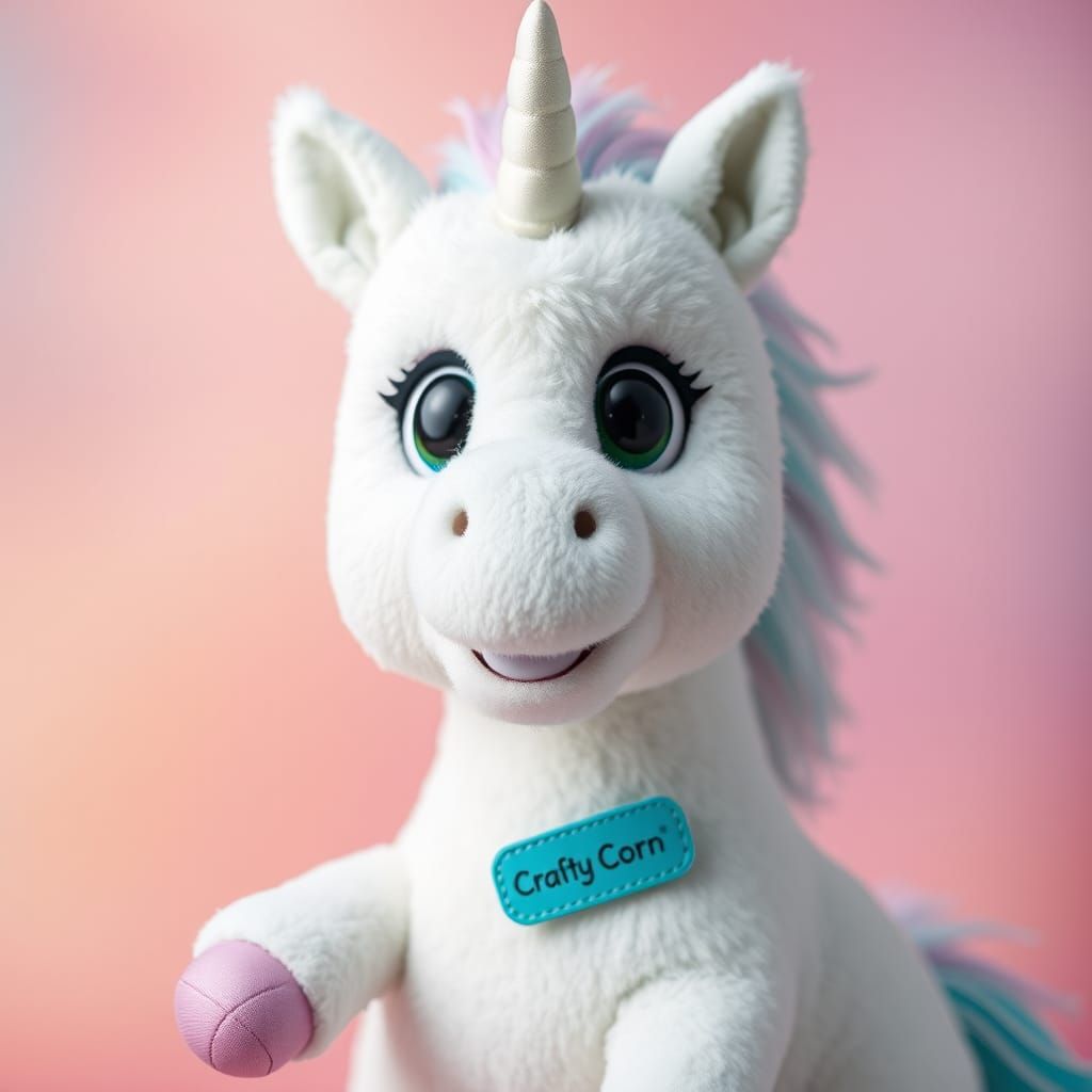 Majestic Unicorn Plush Toy in Fantasy Concept Art