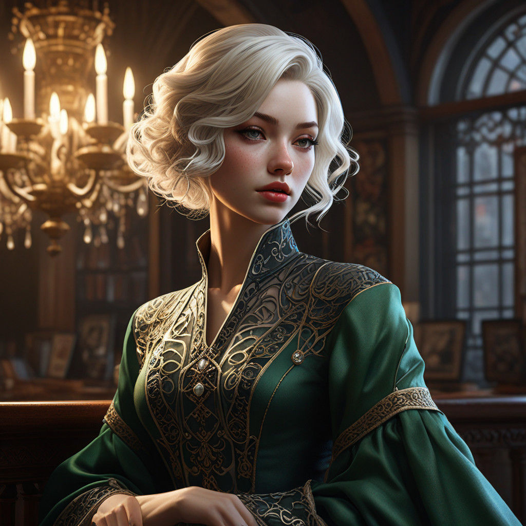 Mysterious Victorian Siren in Dark Fantasy Manga Style