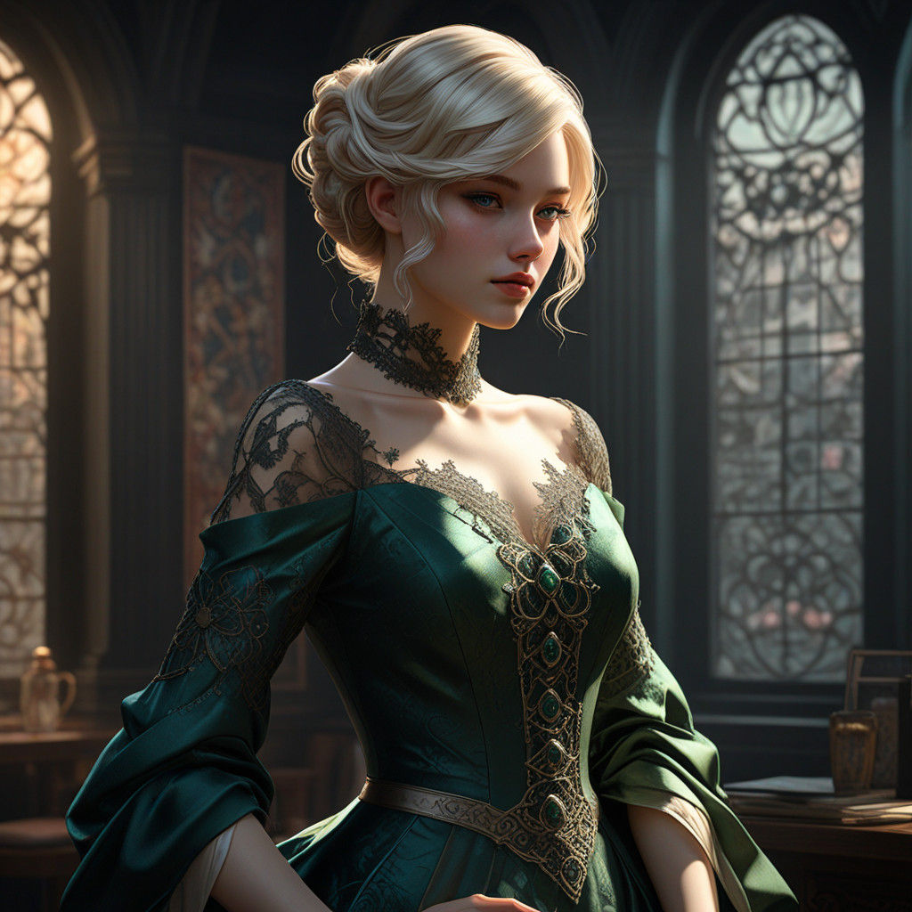 Mature Anime Fantasy Illustration in Victorian Style