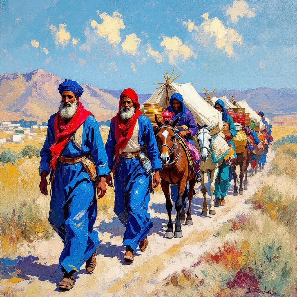 Yemenite Jews Trading in Desert, Van Gogh Style