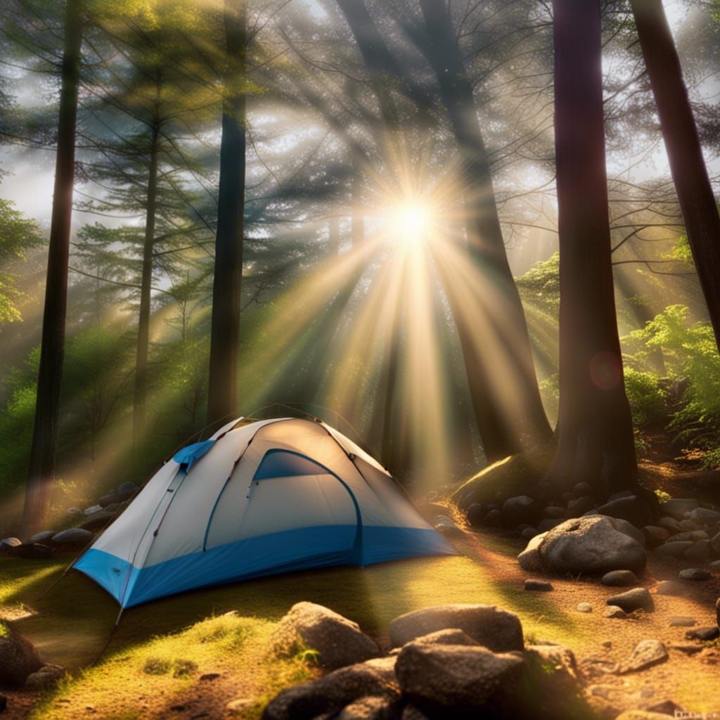 Tranquil Campsite in Sunshine-Filled Wilderness