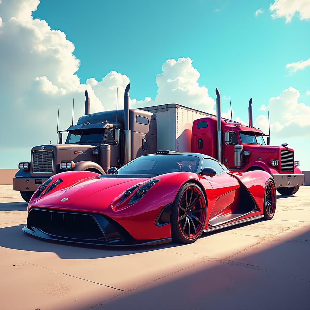 Cars and Trucks at a Neon Car Show