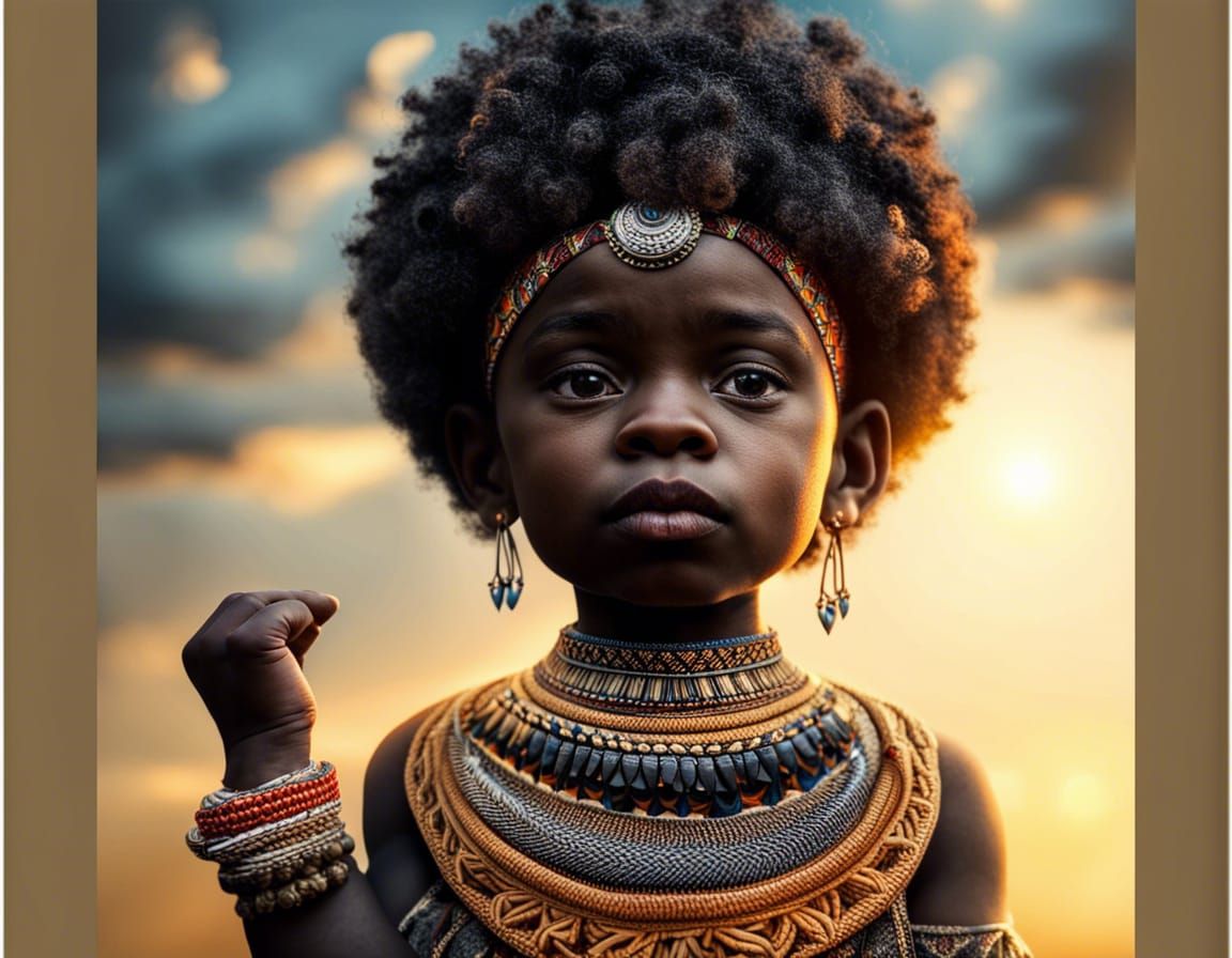 Royal African Son in Morning Sunlight: Hyperrealistic Portra...