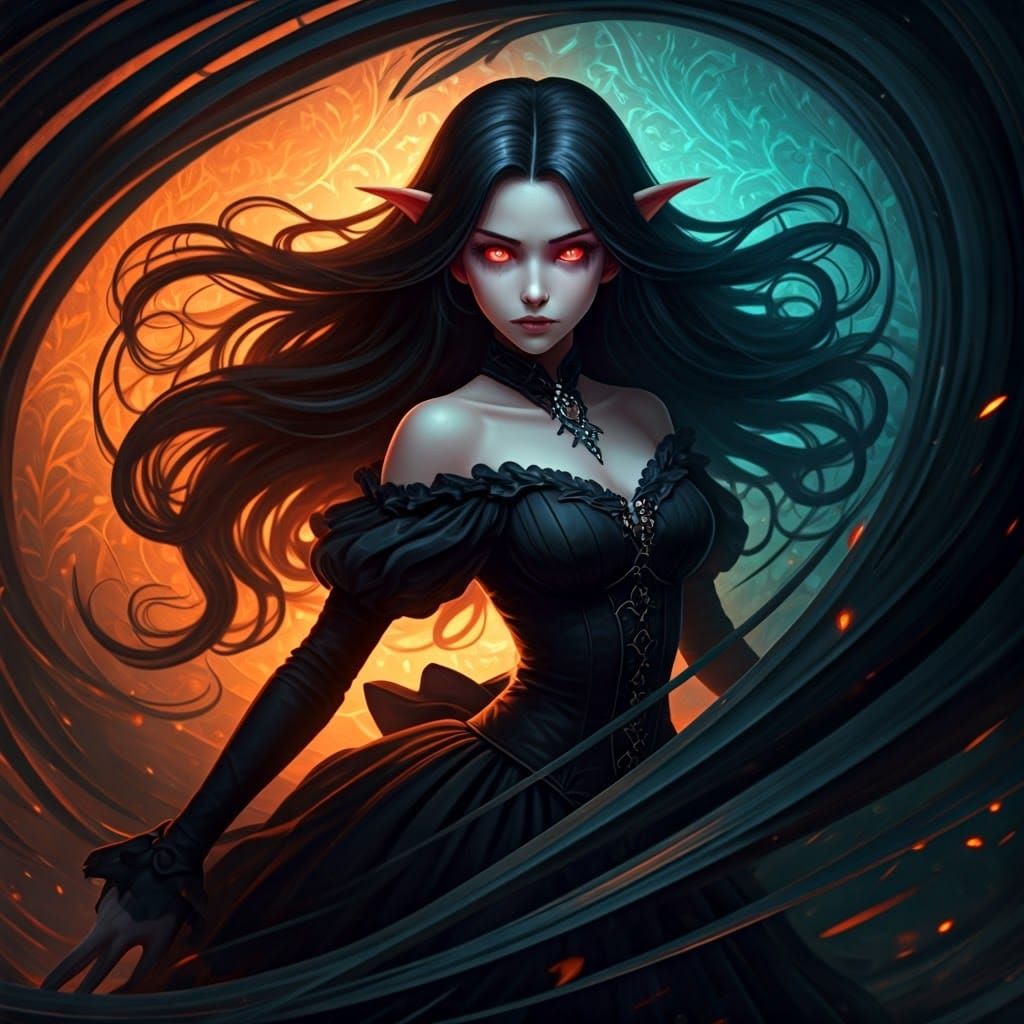 Elegant Elf Girl in Art Nouveau Style