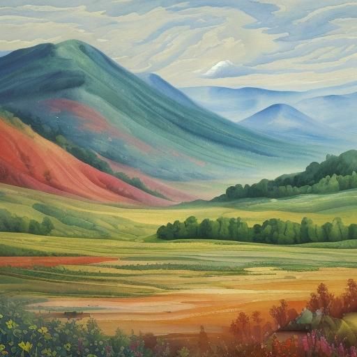 Impressionist Landscape in Gouache and Watercolor