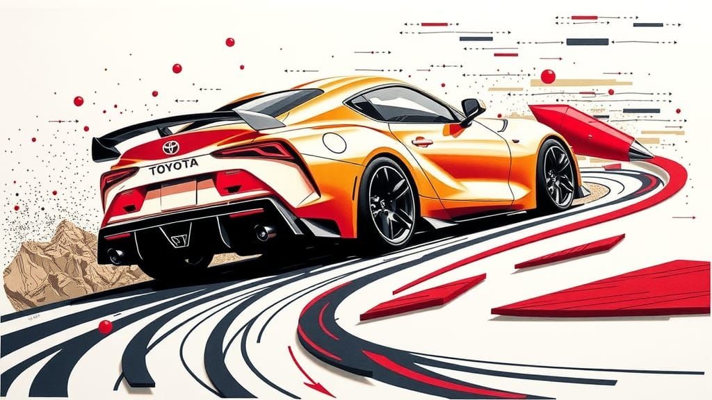 Toyota Supra in Dynamic Paper Collage