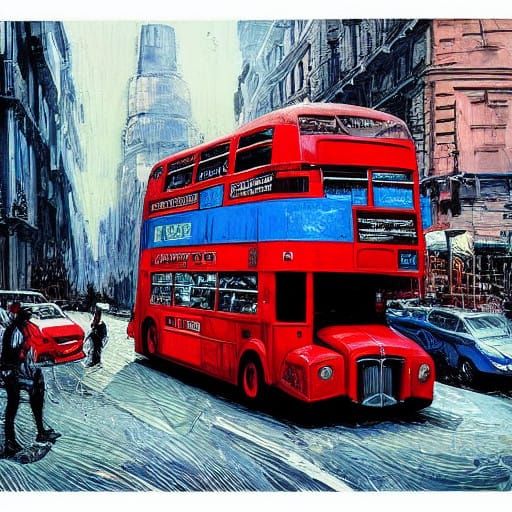 London Street Scene in Bold Black and White Ink