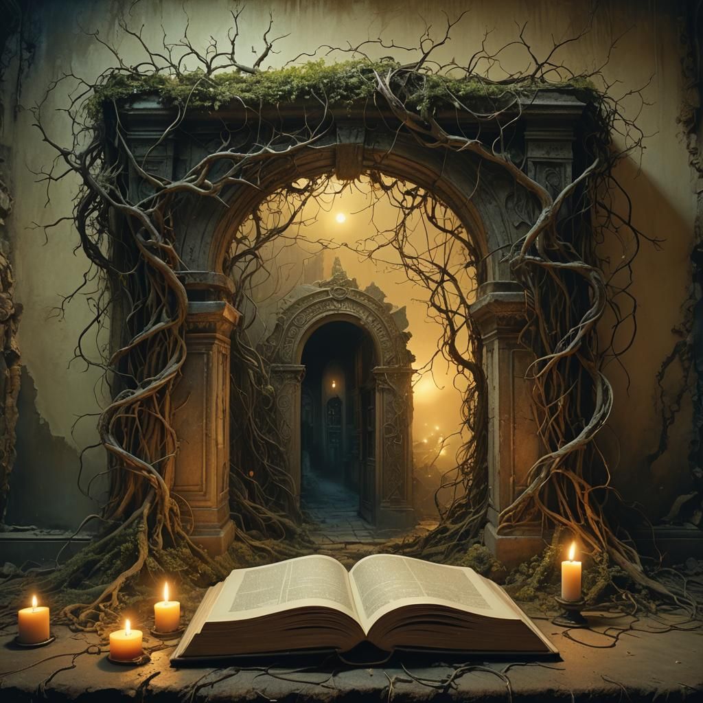 Mystical Portal Appears in Bedroom, Surreal Digital Art