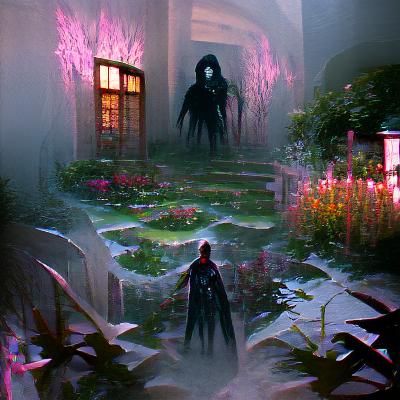 Sinister Garden Scene in Fantasy Style