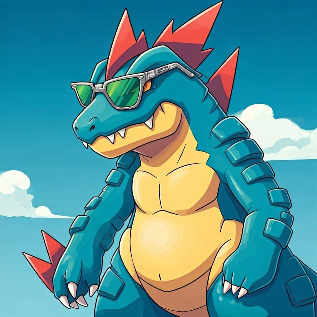 Cool Feraligatr in Comic Book Style
