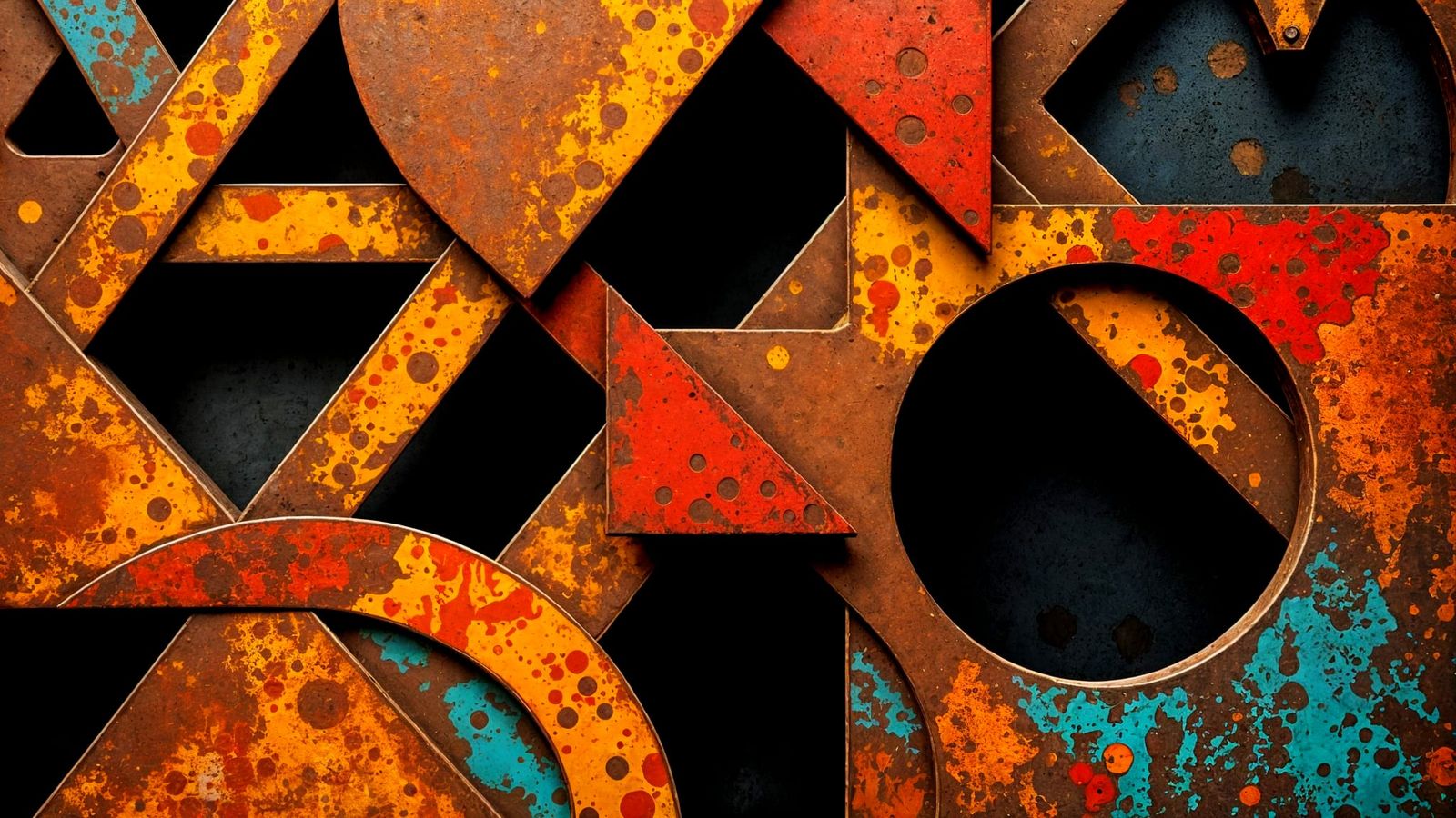 Vibrant Rusted Geometric Abstraction