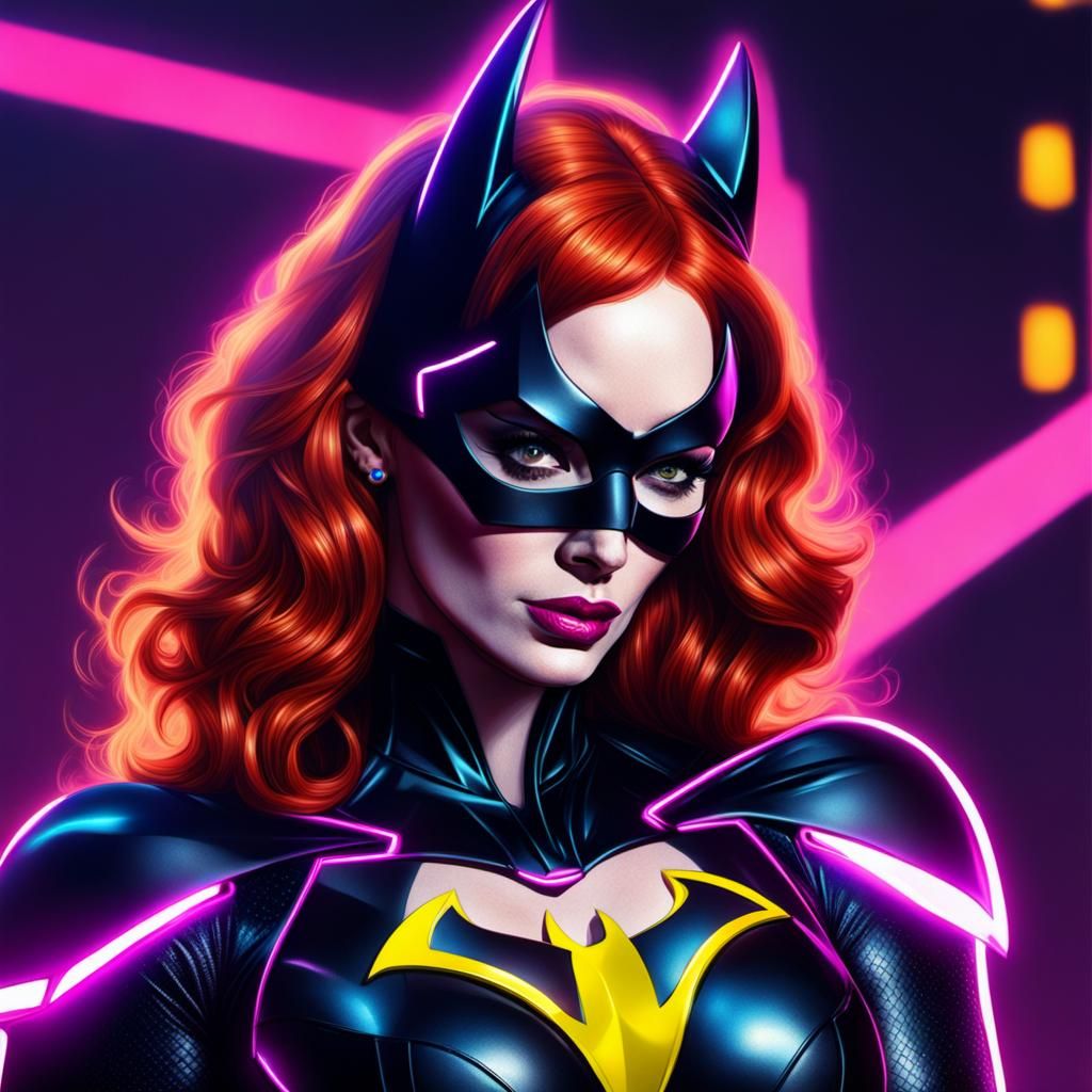 Christina Hendricks as Batgirl in Synthwave Style