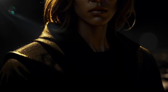 Person Gazing at Camera in Golden Light