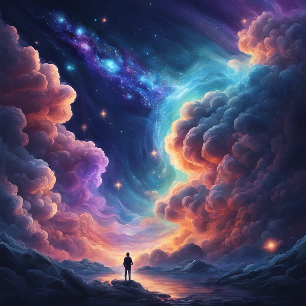 Celestial Being Weeping Stardust Tears in Astral Style