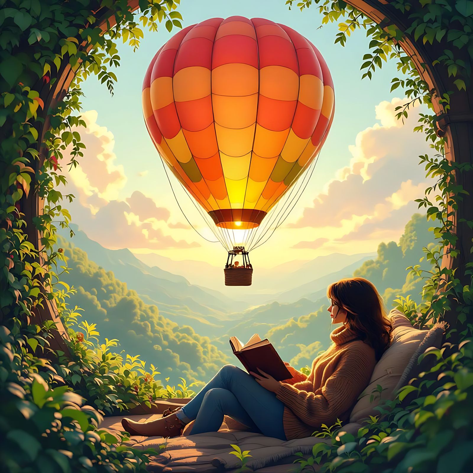 Fluorescent Hot Air Balloon Above Writer's Corner