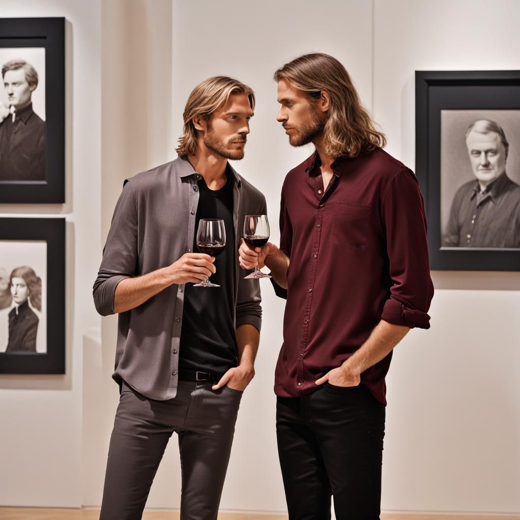 Longing Glance in Art Gallery, Hyperdetailed Portrait