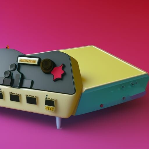 Hyperrealistic 1960s Video Game Console Concept Art