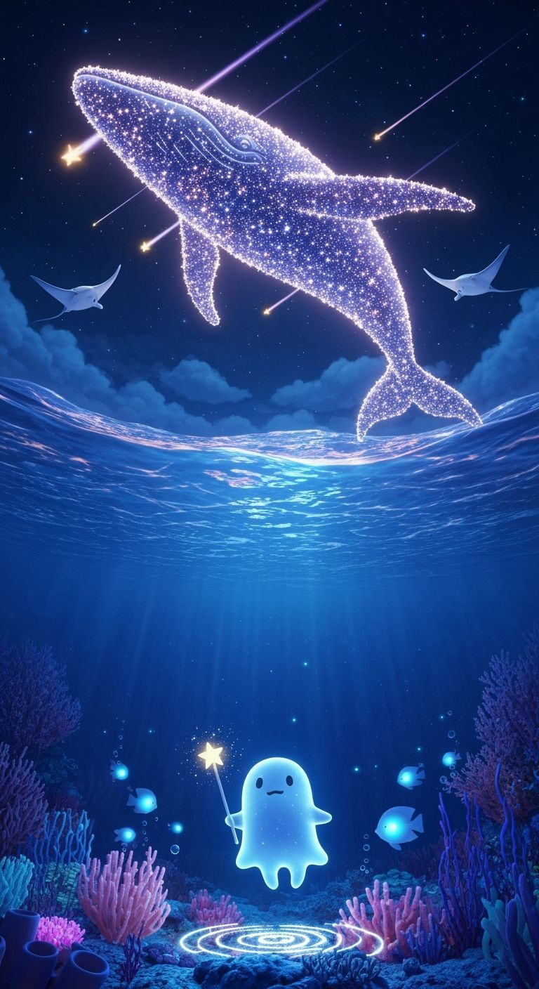 Celestial Whale Leaps Through Cosmic Ocean
