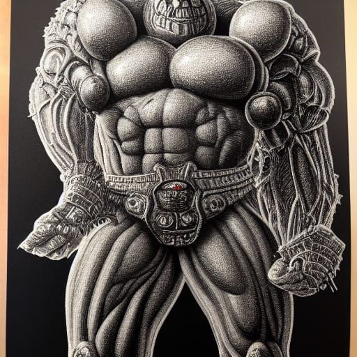 Hyperrealistic Charcoal Portrait of Armored Warrior