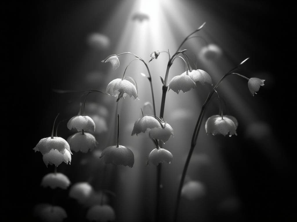 Lily of the Valley in Dramatic Black and White Light