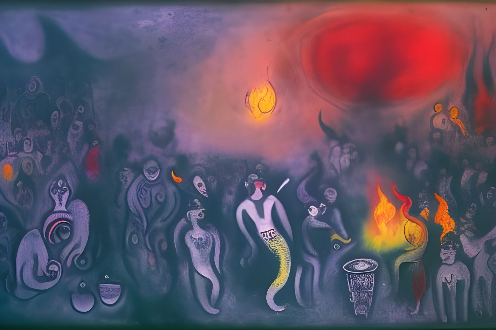 Inhabitants Party, in the style of Chagall