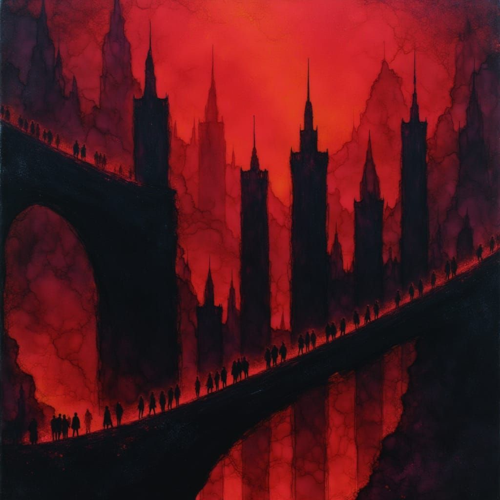 Procession to Hades in Baroque Oil Painting Style