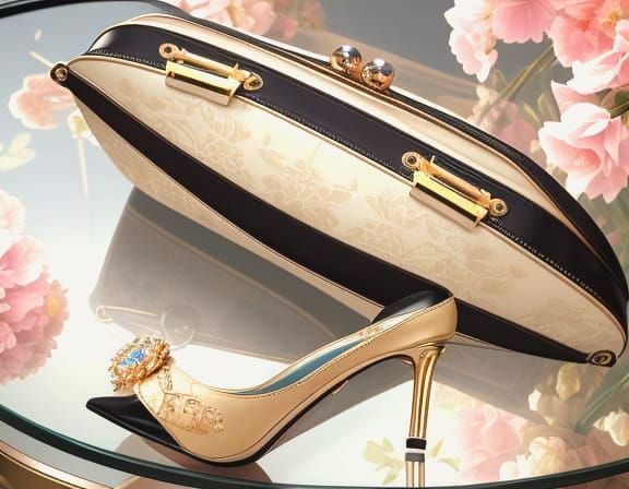 Elegant Leather Handbag and Heels in Vector Art