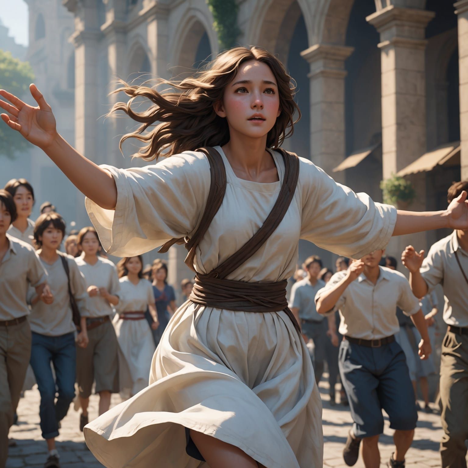 Woman Runs to Jesus: 3D Anime Art