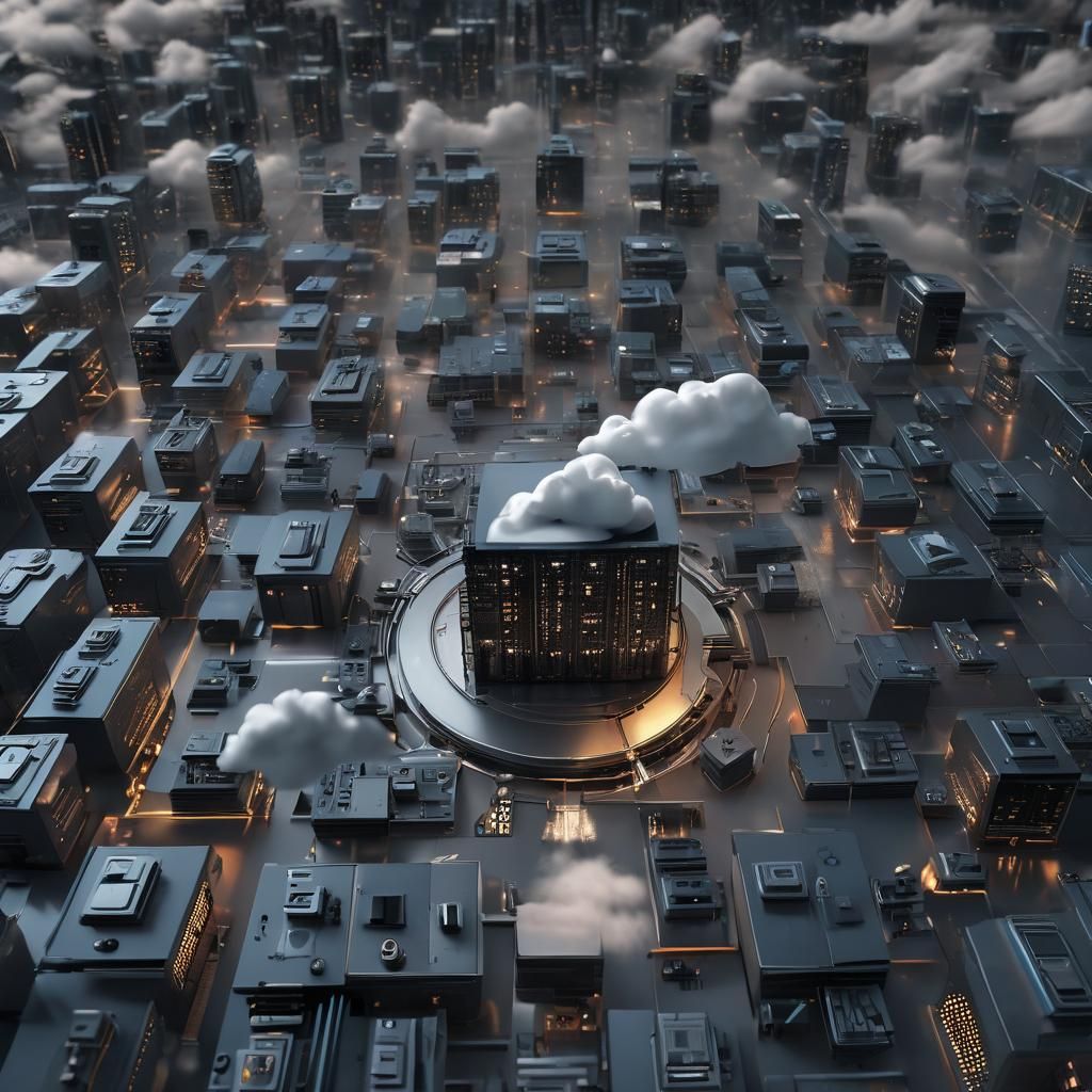 Cloud Computing and Data Center 3D Illustration