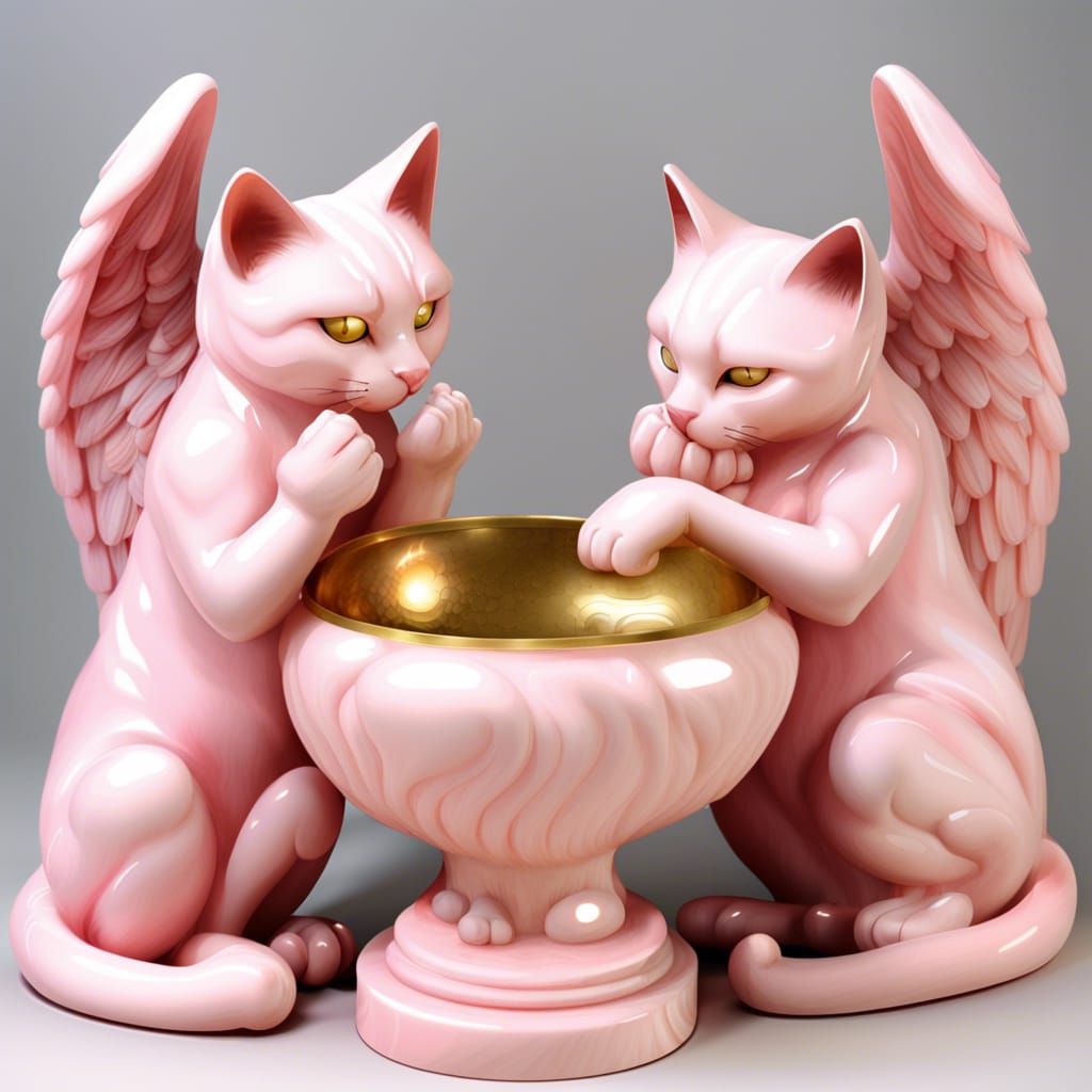 Angelic Pink Cats Worship Catnip: Michelangelo Marble