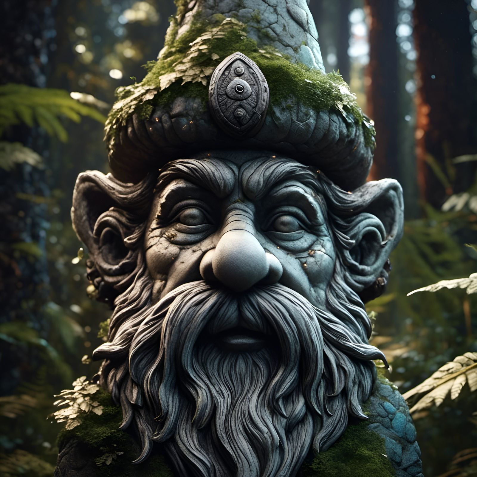 Photorealistic Stone Gnome Garden Totem Pole