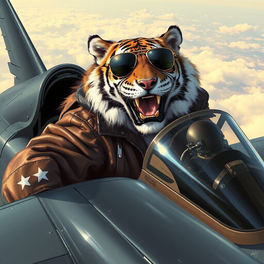 Tiger Pilot Soars in Futuristic Fighter Jet
