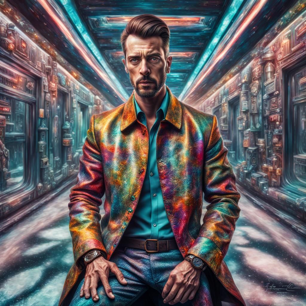Hyperrealistic Portrait: Handsome Man in Futuristic Style